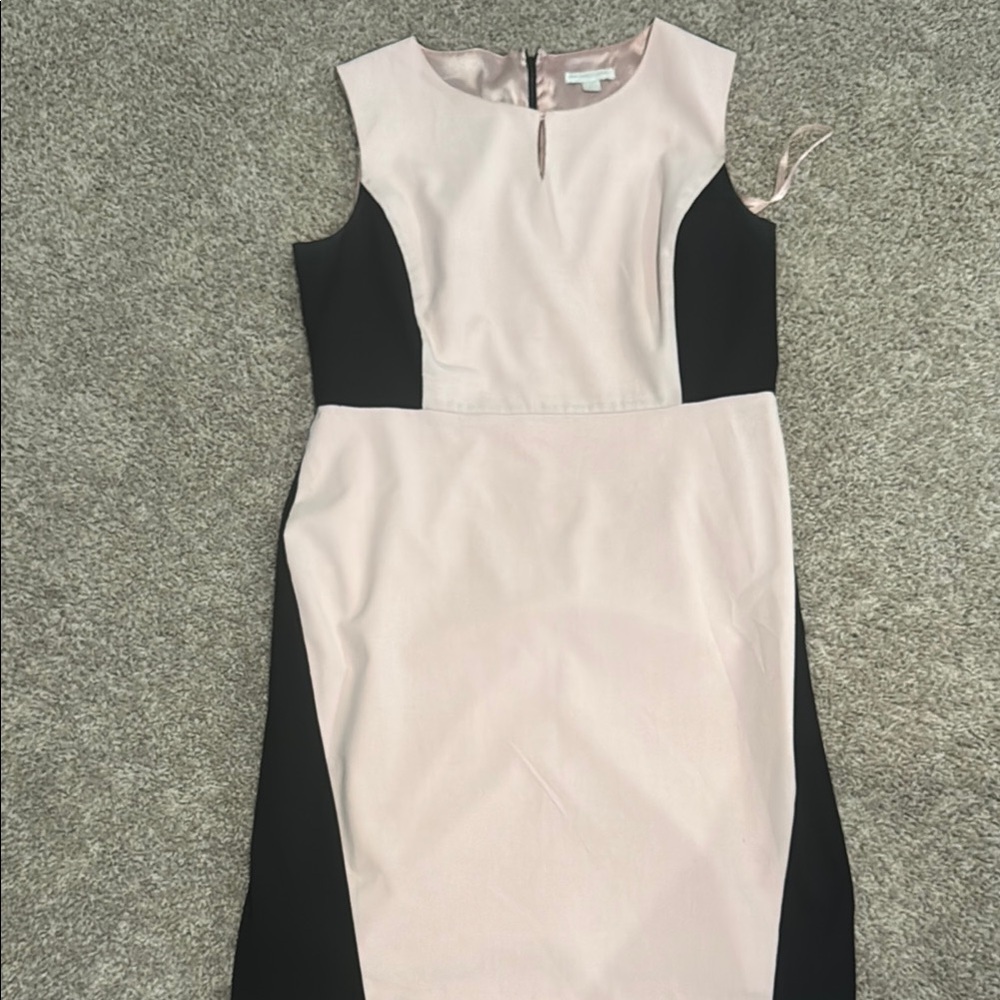 New York & Company Pink and Black Sheath Midi Dress
